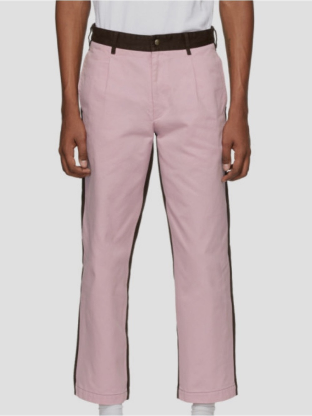 Noah NYC pink and brown single-pleat cotton twill trousers